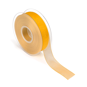 Chiffon ribbon with selvedge 25mm x 50m yellow