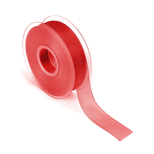 Chiffon ribbon with selvedge 25mm x 50m red