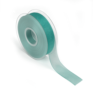 Chiffon ribbon w. selvedge 25mm x 50m turquoise