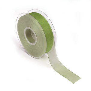 Chiffon ribbon with selvedge 25mm x 50m green