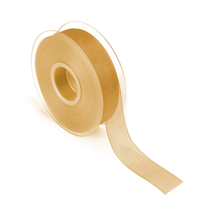 Chiffon ribbon with selvedge 25mm x 50m gold