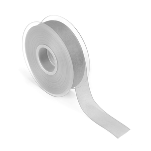 Chiffon ribbon with selvedge 25mm x 50m silver