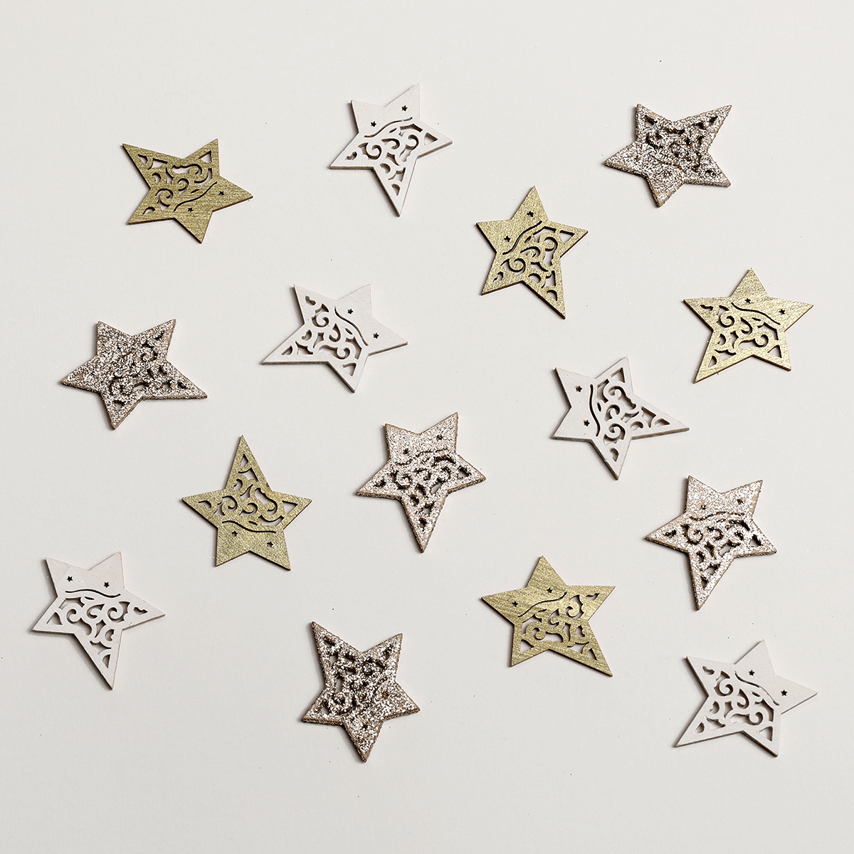 Estrellas de madera dispersas 72 piezas 4 cm - 1 Estrellas de madera dispersas 72 piezas 4 cm - 1