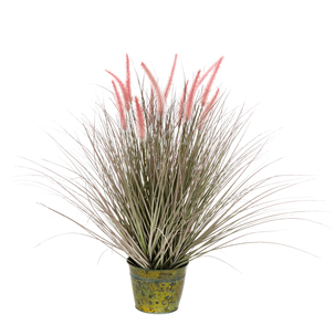 Foxtail artificial grass in zinc pot 20 x 70 cm 