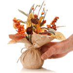 Bouquet d'automne artificiel dans pot en jupe 10 x 26 cm orange/brun - 1