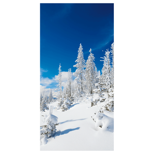 Flame retardant fabric banner "Snowy Winter Firs" made of flag fabric 100 x 200 cm