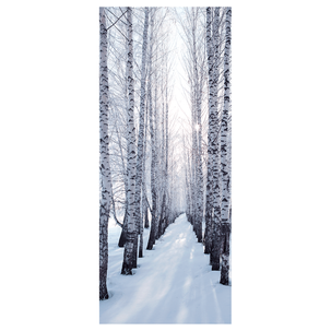 Flame retardant fabric banner "Winter Birch Avenue" made of flag fabric 75 x 180 cm
