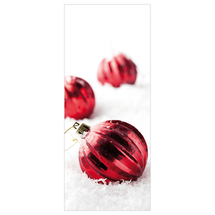 Flame Retardant Fabric Banner "Red Christmas Balls in the Snow" Flag Fabric 75 x 180 cm