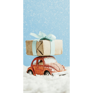 Flame Retardant Fabric Banner "Car VW Beetle with Gift" made of flag fabric 100 x 200 cm