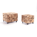 Wooden stool set of 2 pieces Paulowina wood - 0