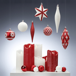 XXL Plastic Christmas Ball Set 100pcs red white 3 - 14 cm long & 3 - 6 cm Ø with metal hanger  - 1