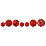 XXL Set de boules de Noël en plastique 100pcs rouge 3 - 6 cm Ø - 1