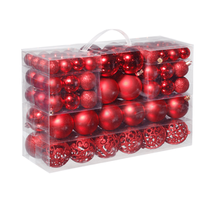 XXL Set de boules de Noël en plastique 100pcs rouge 3 - 6 cm Ø