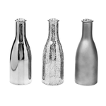 Glas Vasen-Flaschen-Set 3 Stück silber 6,5 x 19 cm - 0