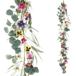 Guirlande de pensées artificielles fleurs-vrille multicolore 155 cm - 0