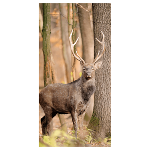 Flame retardant fabric banner "Deer in the forest" made of flag fabric 100 x 200 cm
