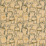 Recycled kraft paper with cats & golden details - 50 m wrapping paper roll - 0