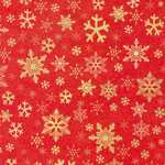 Papel kraft rojo reciclado con copos de nieve dorados - bobina de papel de regalo sostenible de 50 m - 0