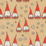 Recyceltes Kraftpapier mit roten Wichteln & weißen Sternen – 50 m Geschenkpapier-Rolle - 0