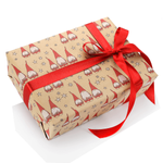 Recycled Kraft Paper with Red Secret Santa & White Stars - 50 m Wrapping Paper Roll - 2
