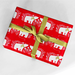Sustainable, red Christmas Wrapping Paper with white polar bears - 50 m Gift Wrapping Paper Roll - 1