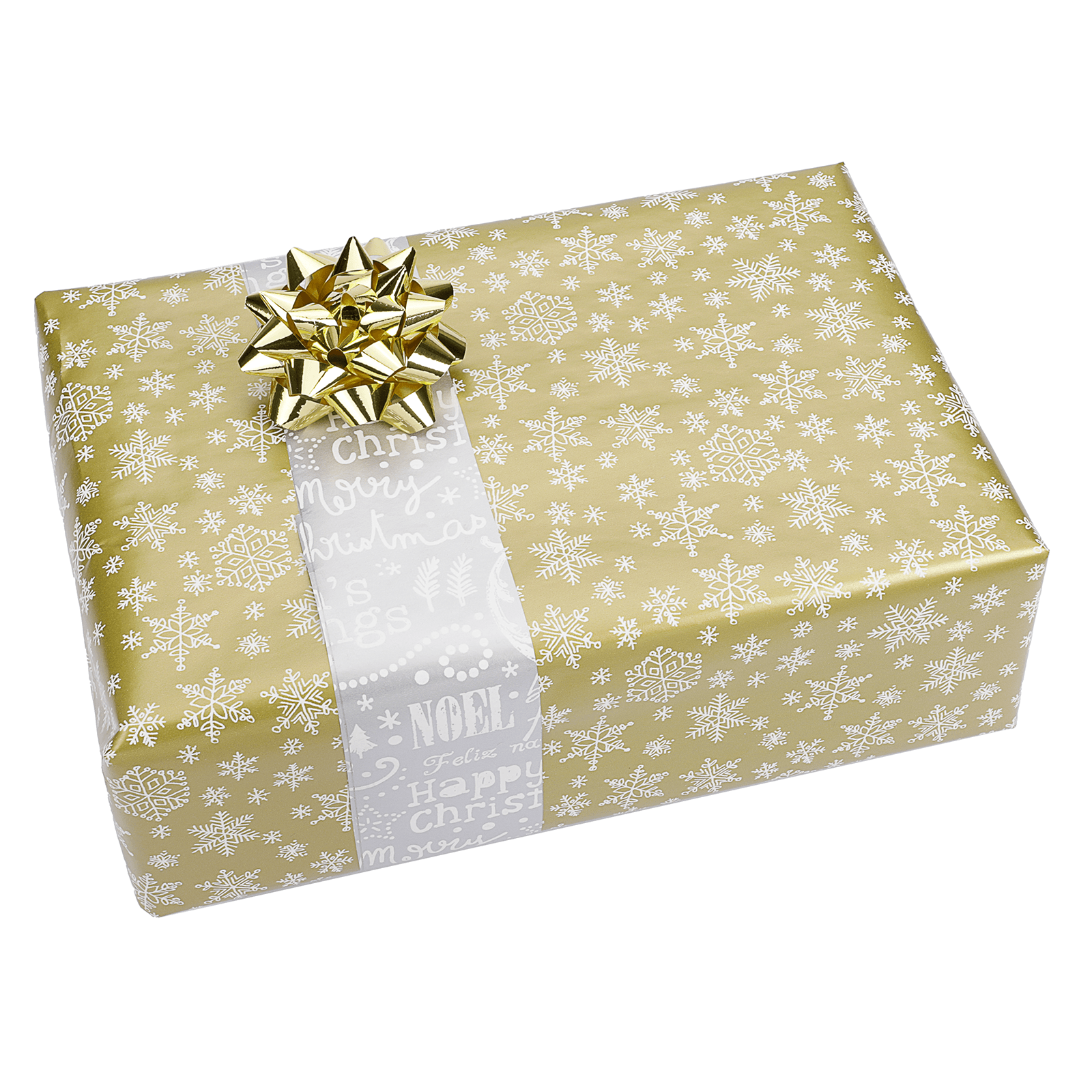 Doppelseitiges Weihnachts-Geschenkpapier in Gold & Silber mit Weihnachtssymbolen – 50 m Geschenkpapier-Rolle - 1