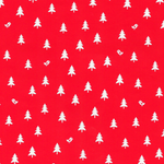 Papel de regalo navideño sostenible de color rojo con abetos blancos - Bobina de papel de regalo de 50 m - 0