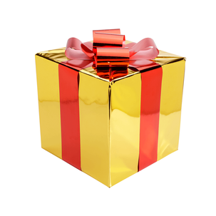 Cadeau de Noël 40 cm or avec ruban rouge