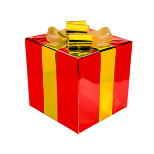 Cadeau de Noël 30 cm rouge avec ruban doré