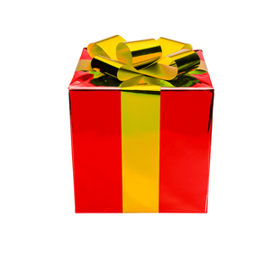 Cadeau de Noël 40 cm rouge avec ruban doré