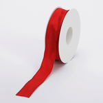 Cinta de tela de regalo con borde de alambre rojo 25 mm x 25 m - 0