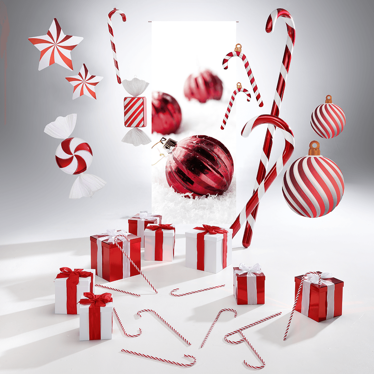 Gift fabric ribbon with wire edge red 60 mm x 25 m - 4 Gift fabric ribbon with wire edge red 60 mm x 25 m - 4