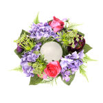 Couronne de porte artificielle hortensia-roses-fleurs lilas rouge 30 cm Ø - 2