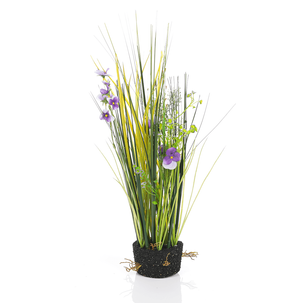 Decorative grass with pansies 48 cm purple