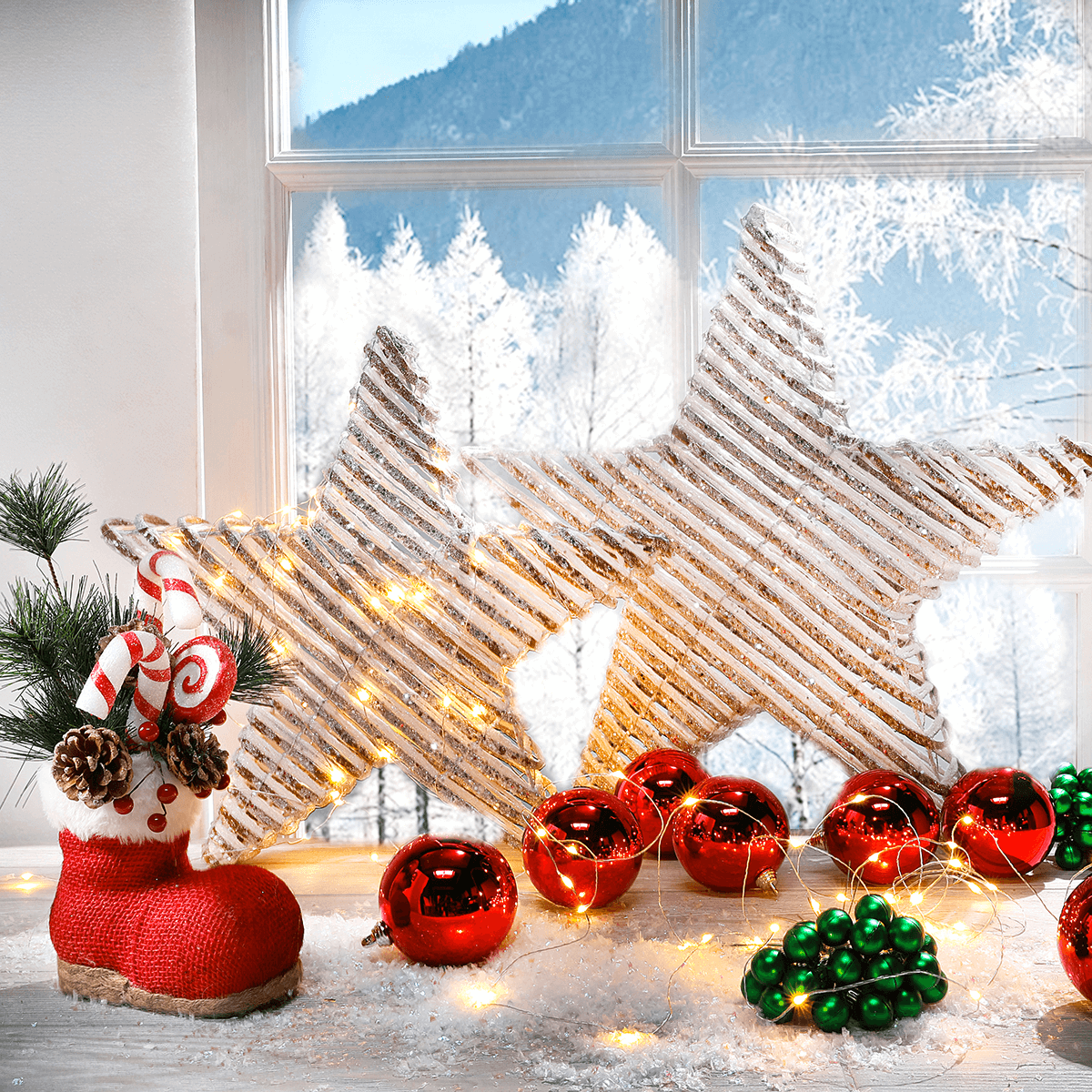 Christmas baubles made of flame retardant plastic red glossy - 4