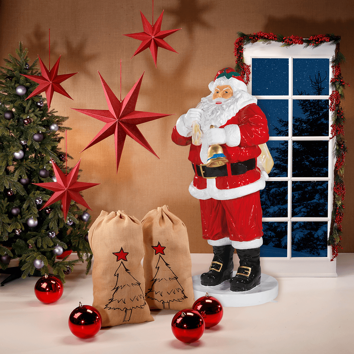 Deux Jouets De Noël En Forme De Boule Rouge Brillante Et Bleue