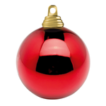 Christmas baubles made of flame retardant plastic red glossy - 0