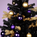 Christmas baubles made of flame-retardant plastic purple glossy - 2