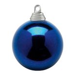 Boules de Noël en plastique difficilement inflammable bleu nuit brillant - 0