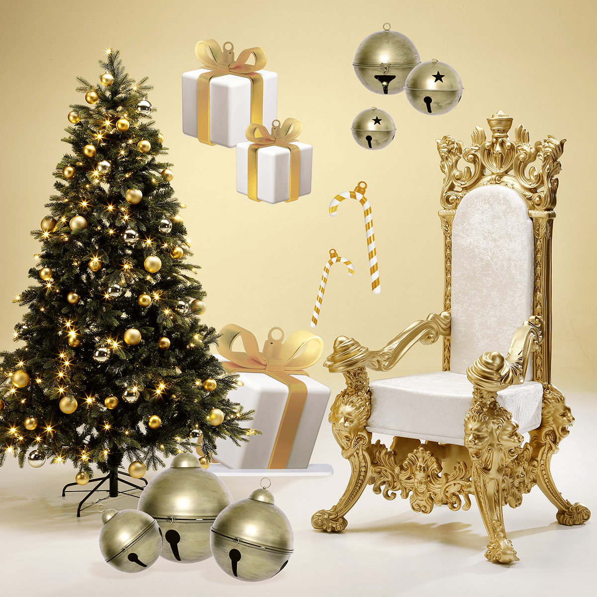 Christmas baubles made of flame retardant plastic gold shiny - 4