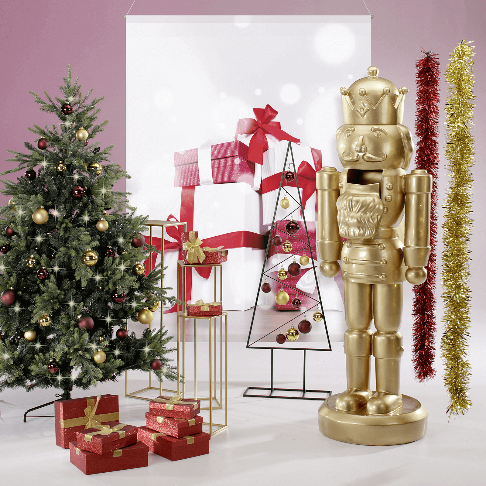 Glass Christmas baubles dark gold glossy/matt - 4