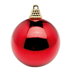 Shiny red plastic Christmas baubles - 6
