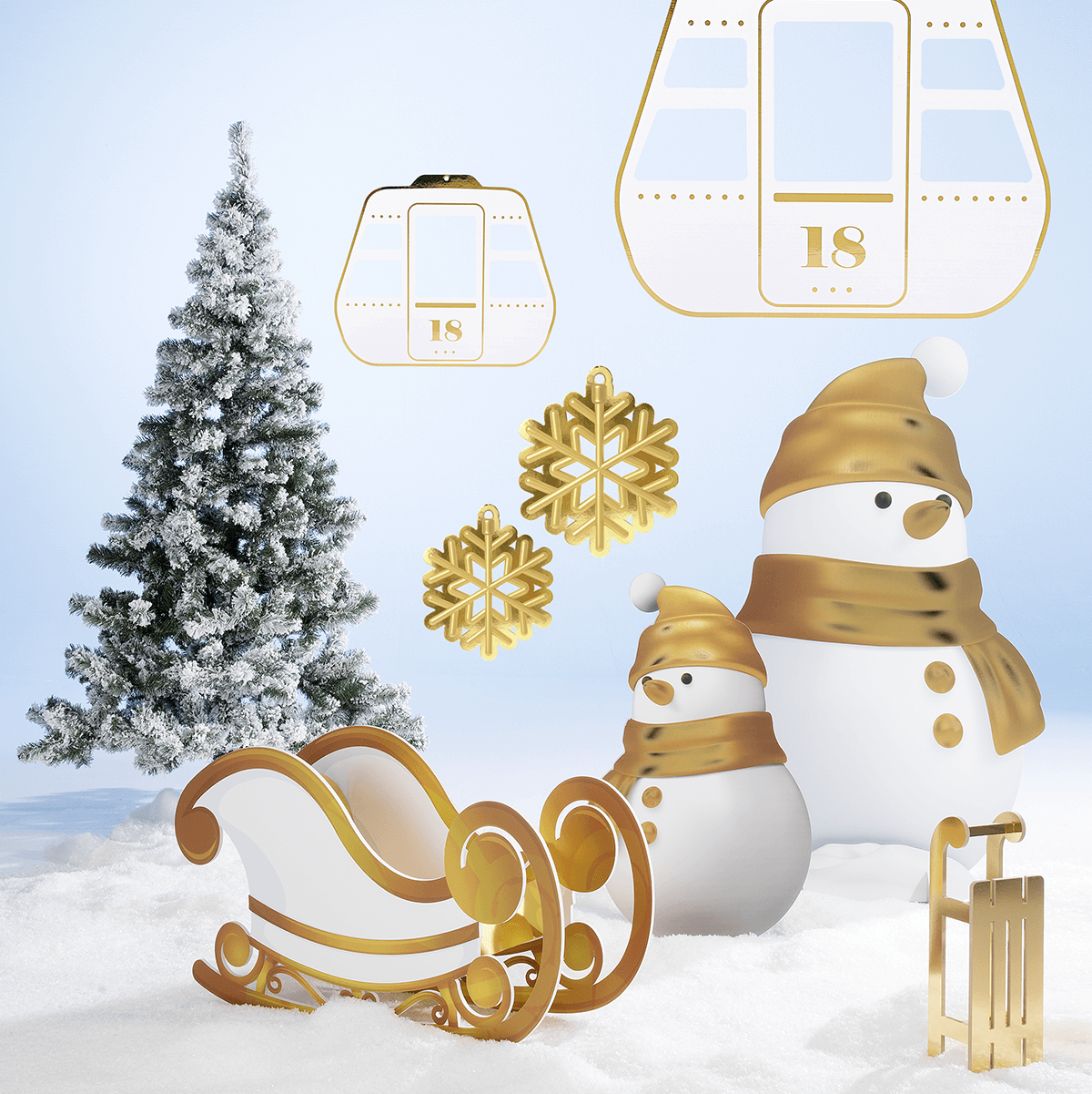 Narrow snow-covered artificial firs in different heights - 4 Narrow snow-covered artificial firs in different heights - 4