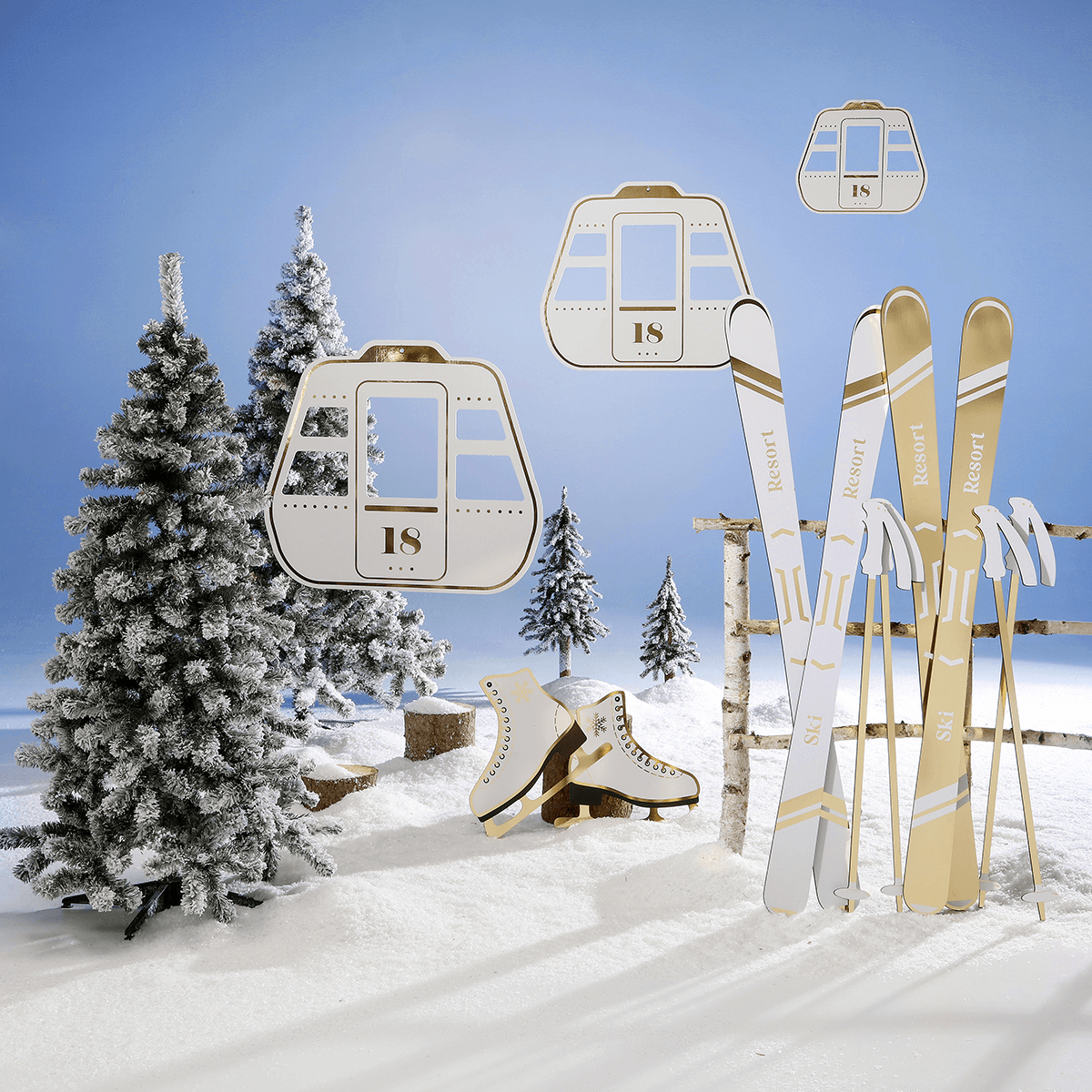 Narrow snow-covered artificial firs in different heights - 5 Narrow snow-covered artificial firs in different heights - 5