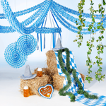 Oktoberfest Couronne décorative avec 6 rubans bleu blanc 75 cm Ø x 120 cm de haut - 1