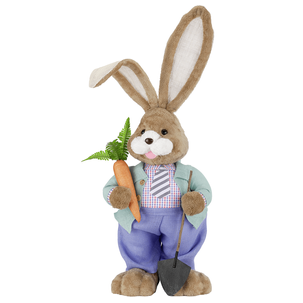 Conejo de Pascua XXL de peluche con zanahoria y pala 36 x 23 x 92 cm