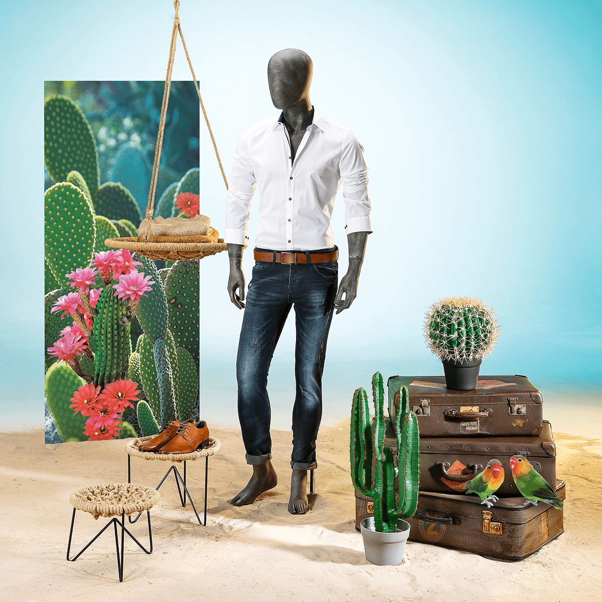 Kugel-Kaktus-Kunstpflanze im Topf, 33 cm | DecoWoerner