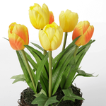 Tulipes artificielles en corbeille jaune, 20 cm - 1