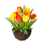 Tulipanes artificiales en cesta naranja, 25 cm - 0