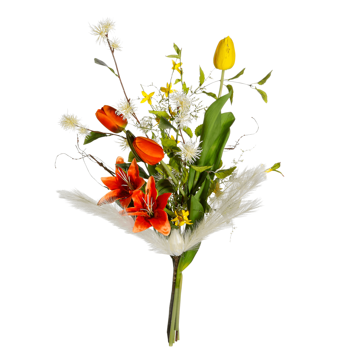 Ramo de tulipanes artificiales Mix naranja, blanco, amarillo 75 cm